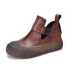 [Precio del Evento 119] Zapatos Casuales de Piel de Vaca de Primera Capa Suela Suave Punta Redonda Cuero Genuino Pulido Retro Zapatos para Mujer