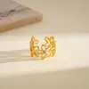 Anillo Abierto de Flor Hueca de Circonia Estilo Metal Europeo y Americano, Moda Transfronteriza, Anillo Sencillo y Compacto para Dedo Índice, Joyería de Alta Gama