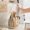 Soporte Giratorio de Lujo Ligero con Compartimentos para Brochas de Maquillaje, Escritorio Creativo, Portamaquillaje, Portabolígrafos de Oficina, Estante de Almacenamiento para Papelería