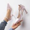 Tacones Altos para Mujer 2024 Primavera y Otoño Nuevo Estilo Flats de Boca Baja Punta Afilada Correa con Hebilla Recorte Stiletto Zapatos de Trabajo