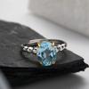 Nuevo anillo de plata esterlina S925 con amatista y topacio de cristal amarillo natural, joyería femenina con explosión en vivo, venta al por mayor