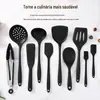 Conjunto de Utensílios de Cozinha de Silicone de Grau Alimentício Escorredor Integrado Panela Antiaderente Especial Resistente a Altas Temperaturas Colher para Panela Quente Filtro Escorredor para Dumplings
