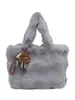 Bolso Peludo de Moda, Bolso de Hombro tipo Burbuja de Peluche Estilo Perezoso para Niña, Bolso de Mano Cubo de Alta Calidad para Otoño e Invierno