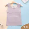 Ropa Interior de Terciopelo para Niñas Otoño e Invierno, Parche Redondo en el Cuello, Protección para el Vientre, Sujetador sin Costuras para Niños Tallas Mediana y Grande en Período de Desarrollo con Chaleco Acolchado