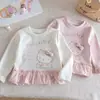 Camiseta de Manga Longa de Primavera para Meninas 2026 Nova Primavera e Outono Estampa de Desenho Camiseta Básica Top Fofo e Doce para Meninas Tendência