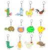 Lindo Merchandising de Animación de Peppa Pig Llavero Acrílico Animal Loro Pato Pollito Colgante para Mochila Regalo