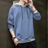 Stock de fábrica: Sudadera con capucha para hombre, manga larga, color liso, estilo retro, adecuada para primavera, otoño e invierno, negra, producto de comercio electrónico transfronterizo