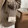 Mini Bolsa Estampada da Moda para Mulheres 2025 Inverno Novo Estilo Simples e Elegante Fresca Bolsa de Ombro Transversal com Corrente