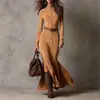2025 En Stock Alta Calidad Doble Cara Cachemir Nuevo Otoño Moda Europea y Americana Elegante Temperamento Cremallera Cuello Alto Vestido