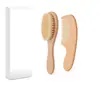 Set de Cepillo y Peine para Bebé Más Vendido en Amazon Cepillo para el Cabello de Recién Nacido con Cerdas Suaves, Cepillo de Pelo de Cabra Natural