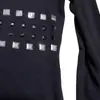Camiseta de Manga Larga Ajustada Estilo Gótico Retro Americano de 26 Años con Remaches y Patrón de Cruz para Chicas Atrevidas, Top Casual de Calle