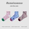 Meias Originais Femininas Renascentistas Meias Curtas de Verão Alívio Tridimensional Novo Estilo Chinês Meias com Estampa Floral Estilo Retrô Femininas