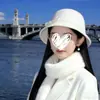 Fedora Blanco Retro Estilo Francés Sombrero de Dama Extranjera Estilo Hepburn Sombrero Cubo Elegante Estilo Pequeño Chanel Sombrero Cloche