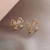 Pendientes de botón con diseño de nicho de aguja de plata S295 con lazo, pendientes de hada para mujer, de Corea del Sur, con destellos de diamantes de celebridades de Internet, pendientes largos y elegantes.