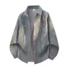 Camisa Masculina de Manga Longa, Nova Moda Primavera, Estilo Hong Kong Elegante e Descolado, Camisa com Gola Reversível, Roupa Casual Versátil para Jovens