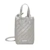 Bolsa de Ombro Transversal Pequena Quadrada Tecida com Padrão Tendência Moda Simples Estilo Coreano para Mulheres Nova 2025 Bolsa para Celular