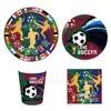 Mm358 Conjunto de Mesa para Festa com Tema Copa do Mundo de Futebol para 8 Pessoas, Conjunto de Quatro Peças, Pratos de Papel para Decoração de Feriado, Guardanapos de Papel, Copos de Papel