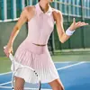 Set de Tenis y Bádminton Cuello Polo Manga Corta Secado Rápido Sin Mangas Verano Cierre Frontal Incorporado Sostén de Copa Fija