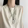 Acero de Titanio No se Desvanece Nariz de Cerdo Peine Pequeño Collar para Mujer Nicho de Gama Alta Estiloso Cadena Larga para Suéter con Cuerda de Cuero