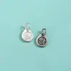 Colgante de Fortuna Estilo Chino Nuevo Vintage Plata de Ley S925 Colgante Redondo con Texto Colgante para Pulsera o Collar con Cordón Trenzado DIY