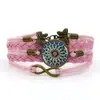 Pulseira Trançada Vintage de Múltiplas Camadas Símbolo Sem Fio Borboleta Cartão Pulseira Tecida à Mão Pulseira Flor Mandala Yoga