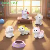 Paisaje en miniatura con lindas figuritas de gatitos con moños, adorables decoraciones DIY para casa de muñecas y pequeños adornos de escritorio