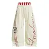 2026 Nuevos Pantalones Jogger de Estilo Americano con Doble Cintura, Estampado de Rayas y Letras, Unisex para Danza Jazz, Piernas Anchas Sueltas