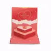 Cartão de Cumprimentos de Aniversário com Luz Musical Estéreo 3D Presente de Aniversário Cartão Dobrável com Coração Luminoso Bênção de Bolo Cartão de Cumprimentos