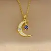 Collar para Mujer Nuevo Estrella Azul Luna Nicho Zirconia Collar Diseño Estilo Japonés y Coreano Cadena de Clavícula Accesorios