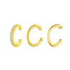 Aretes tipo brazalete con incrustaciones de diamantes para mujer, Diseño de nicho de lujo ligero, Juego de tres piezas, Clips para cartílago sin perforaciones, Pendientes de moda y ecológicos, Cobre moderno