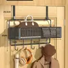 Colgador detrás de la puerta, artefacto para abrigos y sombreros de entrada, estante de almacenamiento montado en la pared, sin perforaciones, tendedero colgante lateral para puerta de dormitorio