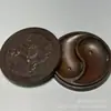Caja de Tinta Antigua con Patrón de Dragón, Diseños de Tai Chi y Bagua, Recipiente de Tinta con Tapa, Dragón Jugando con Perlas y Nubes Propicias, Caja de Tinta Decorativa para Sala de Estudio