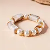 Pulsera Redonda de Acrílico con Perlas Empalmadas Transfronteriza Europea y Americana, Pulsera de Lujo Ligero de Gama Alta, Joyería de Nicho Moderna y Única