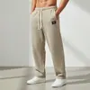 Pantalones Waffle con Cordón para Hombre Verano 2026 para Viajes y Uso Casual, Pantalones Rectos de Color Sólido Versátiles y Elegantes