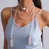 Collar de perlas en capas con cuentas transfronterizo europeo y americano, cadena para la clavícula estilo fiesta vintage, lujo ligero, accesorio versátil de alta gama para mujer