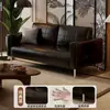 Sofá pequeño para apartamento, sofá de oficina, sofá para apartamento de alquiler, sofá largo reclinable, sofá retro para sala de estar, sofá de cuero encerado negro