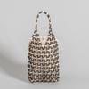 Bolso tejido de nicho de alta clase europeo y americano, bolso tejido hecho a mano, bolso con cuentas, cuentas de madera, hecho a mano, bricolaje, bolso terminado