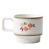 Taza de Cerámica Apilable con Funda Personalizada Taza Pequeña para Agua Café Leche Regalo Asa Cuadrada Liling