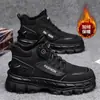 Botas de Trabalho Martin com Sola Grossa Aumentadoras de Altura Antiderrapantes para Exterior Calçados Masculinos Atacado Primavera Novos de Cano Alto Casuais Esportivos Tendência