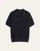 Camisa polo masculina estilo old money vintage de luxo leve, gola gaivota, camiseta de manga curta, camisa de malha simples tridimensional com gola de lapela em cor contrastante