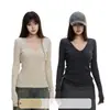 Camiseta básica de cuello en V para mujer, nuevo estilo otoño/invierno 2026, top simple de punto para uso diario ajustado, suéter de punto para mujer, efecto adelgazante