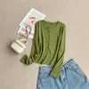 Novedad - Camisa Base de Manga Larga con Botones y Cuello Henley, Cuello Medio Abierto Estilo Coreano, Top Camiseta Adelgazante, Versátil