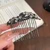 Pente de Penteado com Strass de Luxo Leve para Mulheres, Pente para Costeletas para a Parte de Trás da Cabeça, Grampo de Cabelo Estilo Coreano Moda Acessório de Cabelo Presilha para Mulheres, Período de Transição