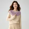 26 Suéter de Cachemir Jacquard Fair Isle Nuevo Otoño/Invierno para Mujer, Tejido de Lentejuelas a la Moda, Top Suave y Versátil