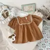 Camiseta de Muñeca para Niña Verano Fina Estilo Coreano Estilo Mori Moderna Manga Corta Holgada Top Estilo Princesa para Bebés Niñas Tendencia