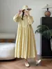 Vestido vintage xadrez de manga comprida, novo estilo outono, artístico e simples, com gola, fresco e casual, vestido longo versátil, atacado