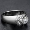 Anel Masculino Quadrado Cravejado de Diamantes com Charme de Flecha Moda Nobre Forte e Poderoso 2 Quilates Negócios Noivado Anel de Diamante