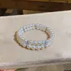 Pulsera Doble Capa de Perlas Electrochapada en Oro Real de 18 Quilates, Lujo Ligero, Sensación de Alta Gama, Pulsera Versátil, Estilo de la Corte Francesa, Joyería Elegante para la Mano