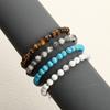 Transfronteiriço Novo Estilo Europeu e Americano Masculino Pulseira de Aço Inoxidável com Pedra Olho de Tigre e Pinheiro Branco Ágata Turquesa Pulseira Ajustável Transfronteiriço