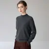 Suéter de cachemira para mujer con cuello semialto y mangas raglán, jersey holgado y suave para otoño, color liso, adecuado para ir al trabajo, top de punto básico